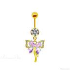 AB Butterfly Lunar Pink Gothic Belly Ring