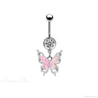 AB Butterfly Lunar Pink Gothic Belly Ring