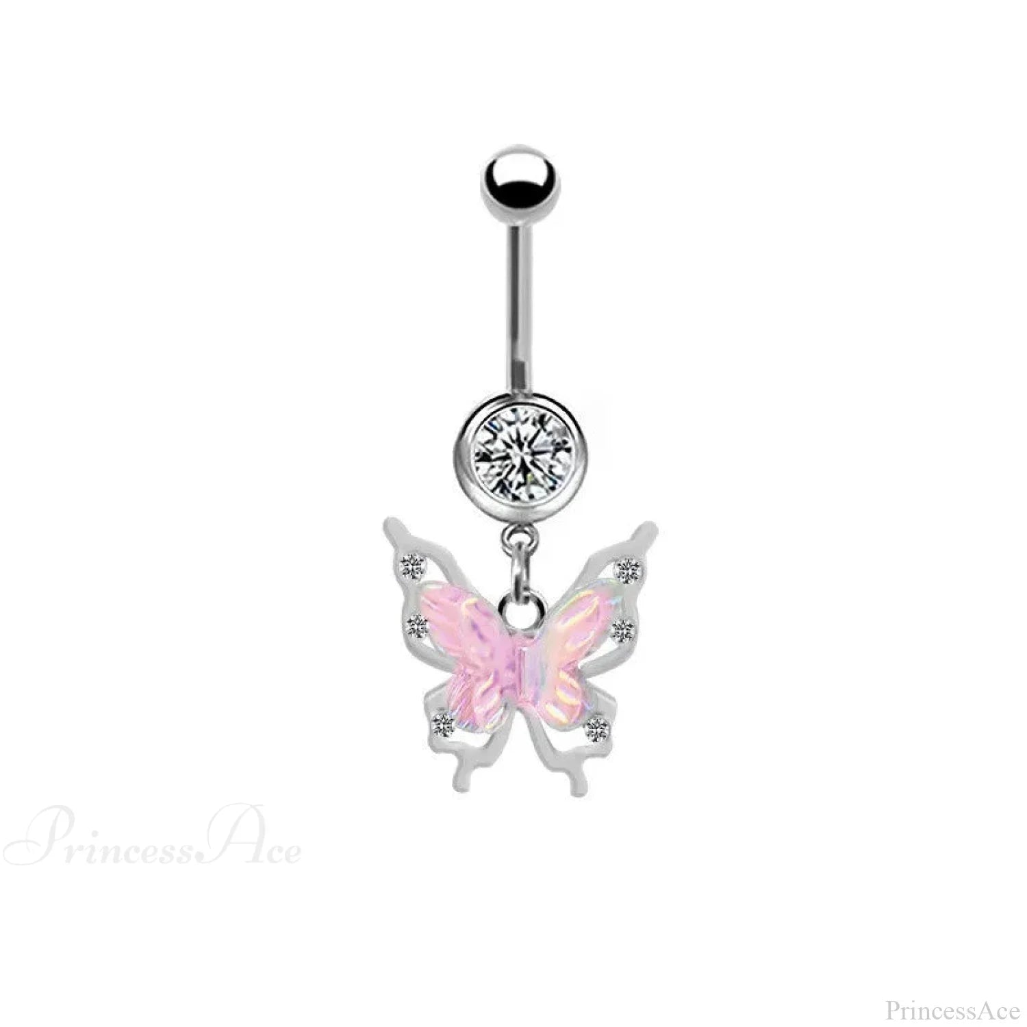 AB Butterfly Lunar Pink Gothic Belly Ring