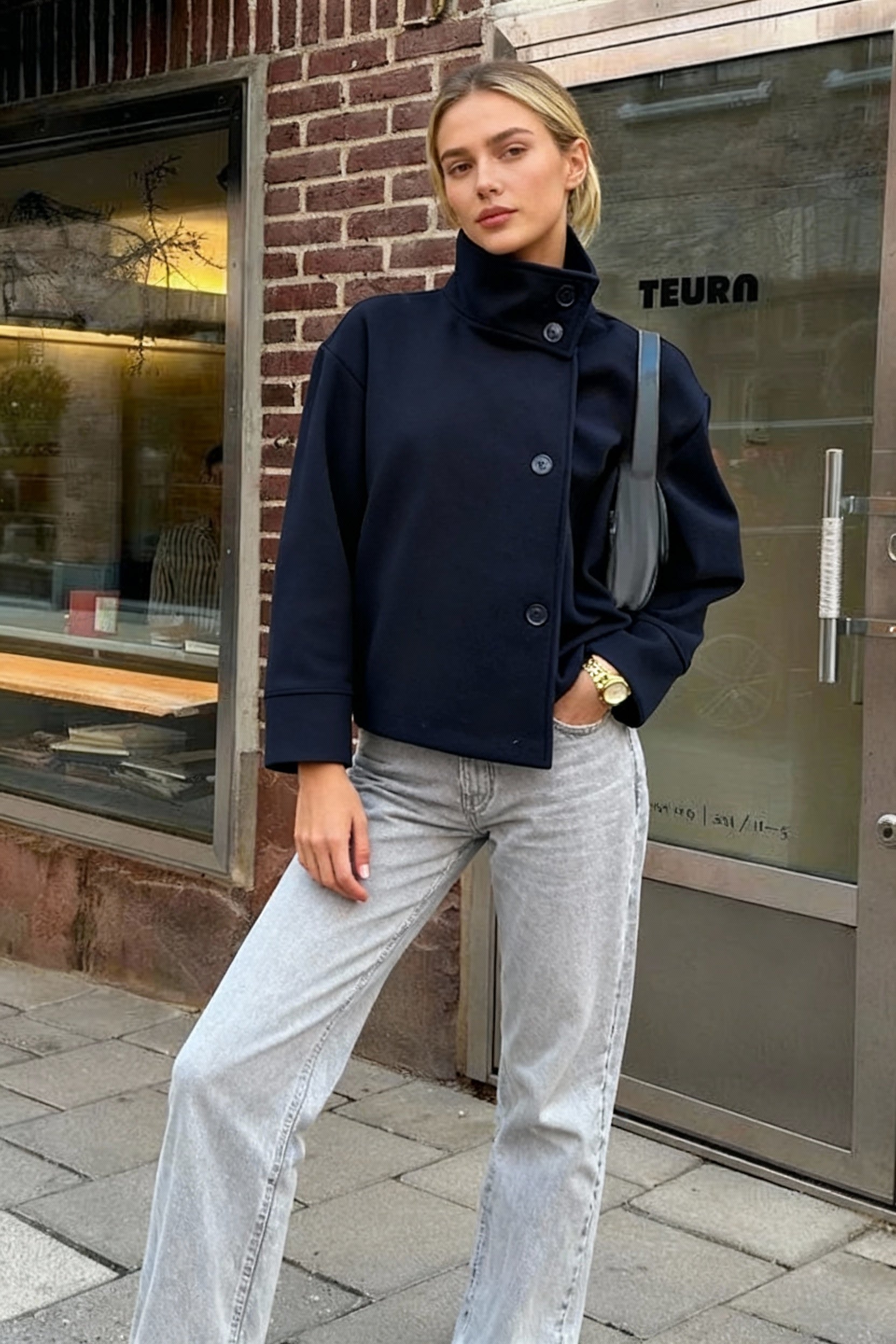 Short Woolen Casual Lapel Overcoat