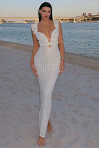 Lace Up V-Neck Backless Boho Dress