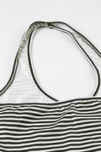 Casual Striped Halter Cuff Hem Two Piece Set