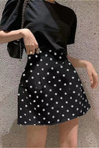 French Style HighWaisted Polka Dot Mini Skirt