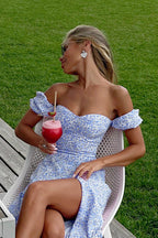 Chic Strapless Cowl Back Floral Dress