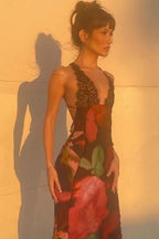 Lace Spaghetti Strap Holiday Maxi Dress