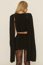 Cowl Neck Shawl Ruched Sexy Two Piece Set