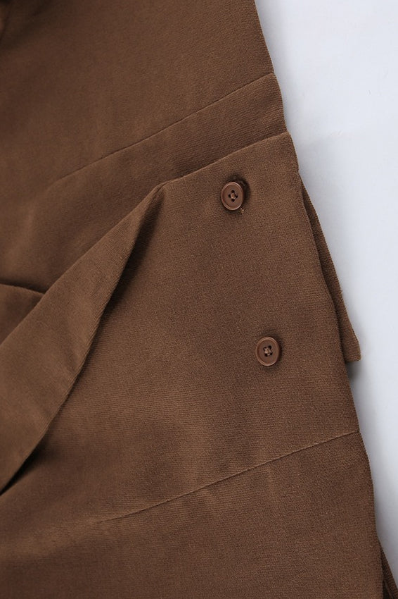 Brown Tweed Two Piece Blazer Skirt Set