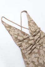 Jacquard V-Neck Backless Cami Maxi Dress