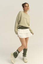 Slim-Fit Graphic Letter Print Versatile Knit Sweater