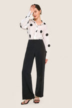 Black Tie Waist Straight Leg Pants