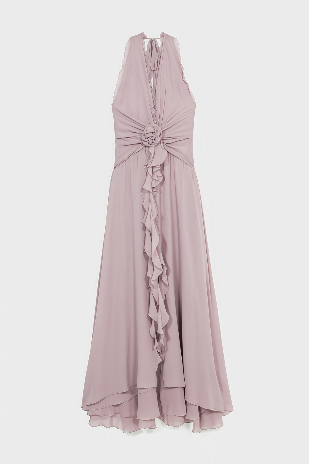 Yulia Purple 3D Flower Ruffled Maxi Dress