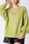 Halloween Coffee Sequin Top Loose Casual Sweatshirt