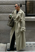 Scarf Accent Woolen Chic Long Overcoat