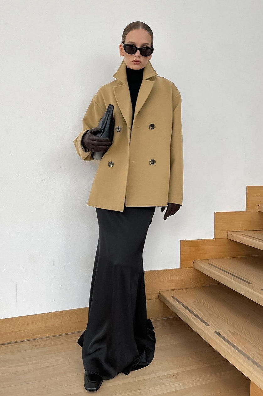 Thick Brown Double Breasted Wool Jacket