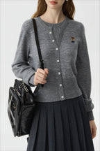 Wool Blend College Style Cardigan