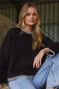 Colorblock Crew Neck Knit Sweater
