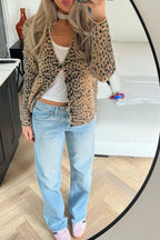 Vintage Leopard Print V Neck Sweater