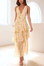 Strappy Back Ruffle Maxi Dress