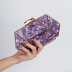 Acrylic Metal Diamond Evening Clutch Crossbody Bag