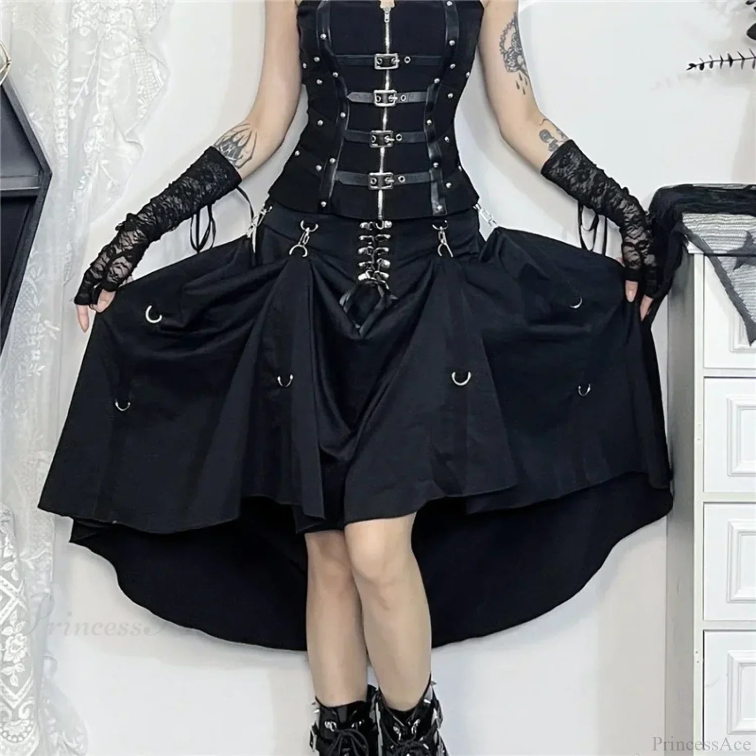 Acubi Black Swing A-line Skirt