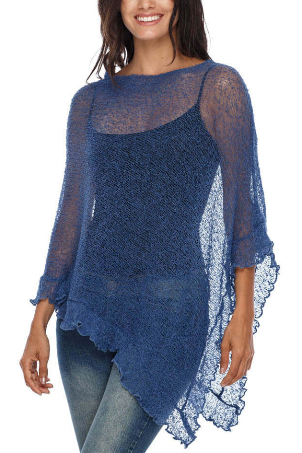 Solid Color Loose-fitting See-through Irregular Casual Cover-up