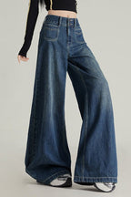 Wide Leg Flare High Waist Fleece Lined Jeans