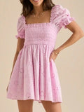 Maddalena Exclusive Puff Sleeve Open Back Mini Dress Boutique Collection