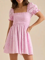 Maddalena Exclusive Puff Sleeve Open Back Mini Dress Boutique Collection