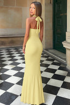 Halter Twist CutOut Maxi Party Dress