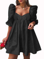 Frida Exclusive Dress with Puff Sleeves Evening Wear Edit