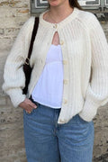 Crew Neck Button Cropped Cardigan