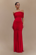 Piper - Off - Shoulder Pleated Maxi Dress