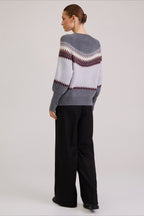 Patchwork Crew Neck Knit Sweater