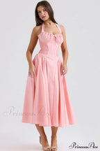 Adabella Cotton Stylish Halter Midi Sundress
