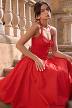 Adabella Cotton Stylish Halter Midi Sundress