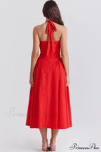 Adabella Cotton Stylish Halter Midi Sundress