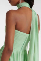 Bow Ruched Strapless Sash Elegant Maxi Dress