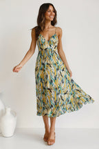 María Boutique José Printed Midi Summer Dress with Ruffle Trim Chic Silhouette Collection