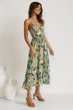 Juana Premium Printed Midi Summer Dress with Ruffle Trim Evening Wear Edit