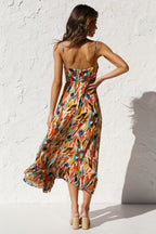 Juana Premium Printed Midi Summer Dress with Ruffle Trim Evening Wear Edit