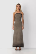 Katia Timeless Sleeveless Maxi Dress in Striped Knit Chic Silhouette Collection