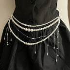 Adornments Dark Multilayer Fringes Bead Waistband