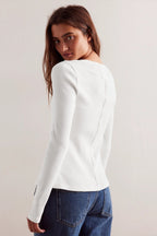 Round Neck Long Sleeve Ribbed Cardigan