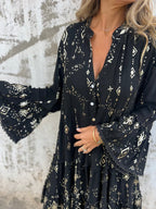 Comfortable Stretchy V Neck Printed Party Dresses