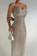 Sequin Sparkling Cami Dress with Slit Party Dress