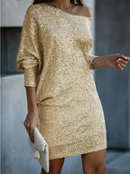 Dayana Aesthetic Party Contrast Sequin Dress Statement Occasion Edit
