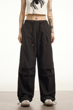Relaxed Fit Drawstring Waist Cargo Pants