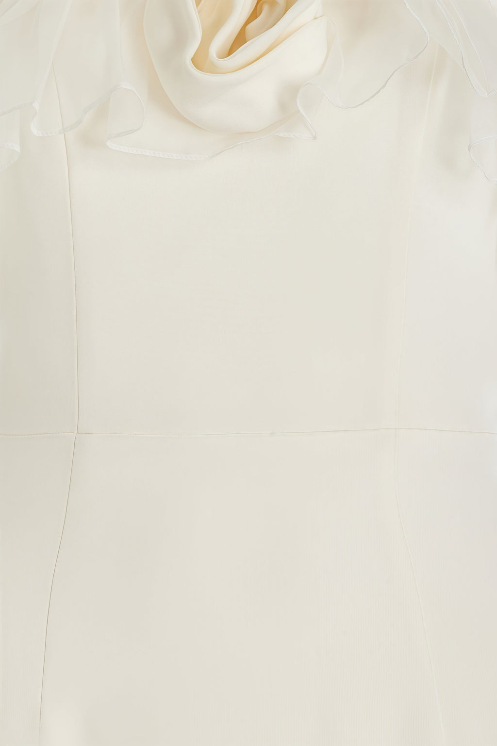 Zaretp White Ruffled Silk Midi Dress