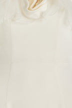 Zaretp White Ruffled Silk Midi Dress