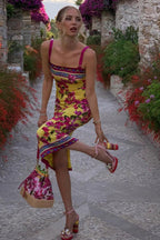 Ethnic Vintage Print Slim Cami Midi Dress